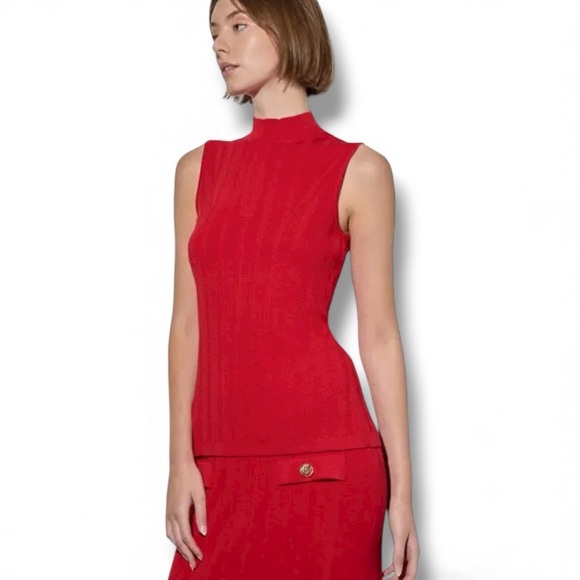 NWT MING WANG RED SLEEVELESS SHELL SWEATER TOP SZ S - Picture 2 of 10